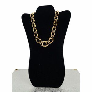 Vtg 80s Trifari Gold Tone Chunky Oval Link Necklace